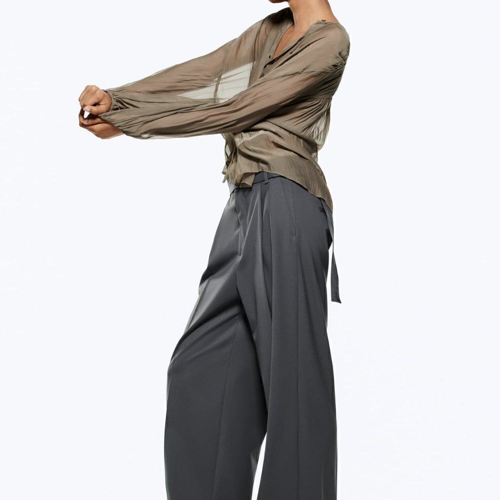 ZARA SEMI-SHEER FLUID BLOUSE - Picture 11 of 12